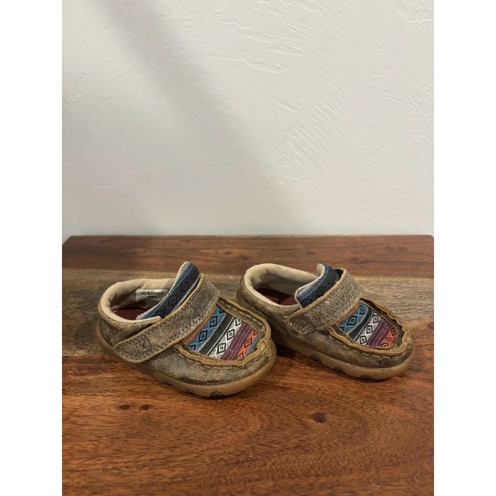 Twisted X Baby Shoes Toddler Bomber Serape Driving Moc Leather 4M Western Cowboy